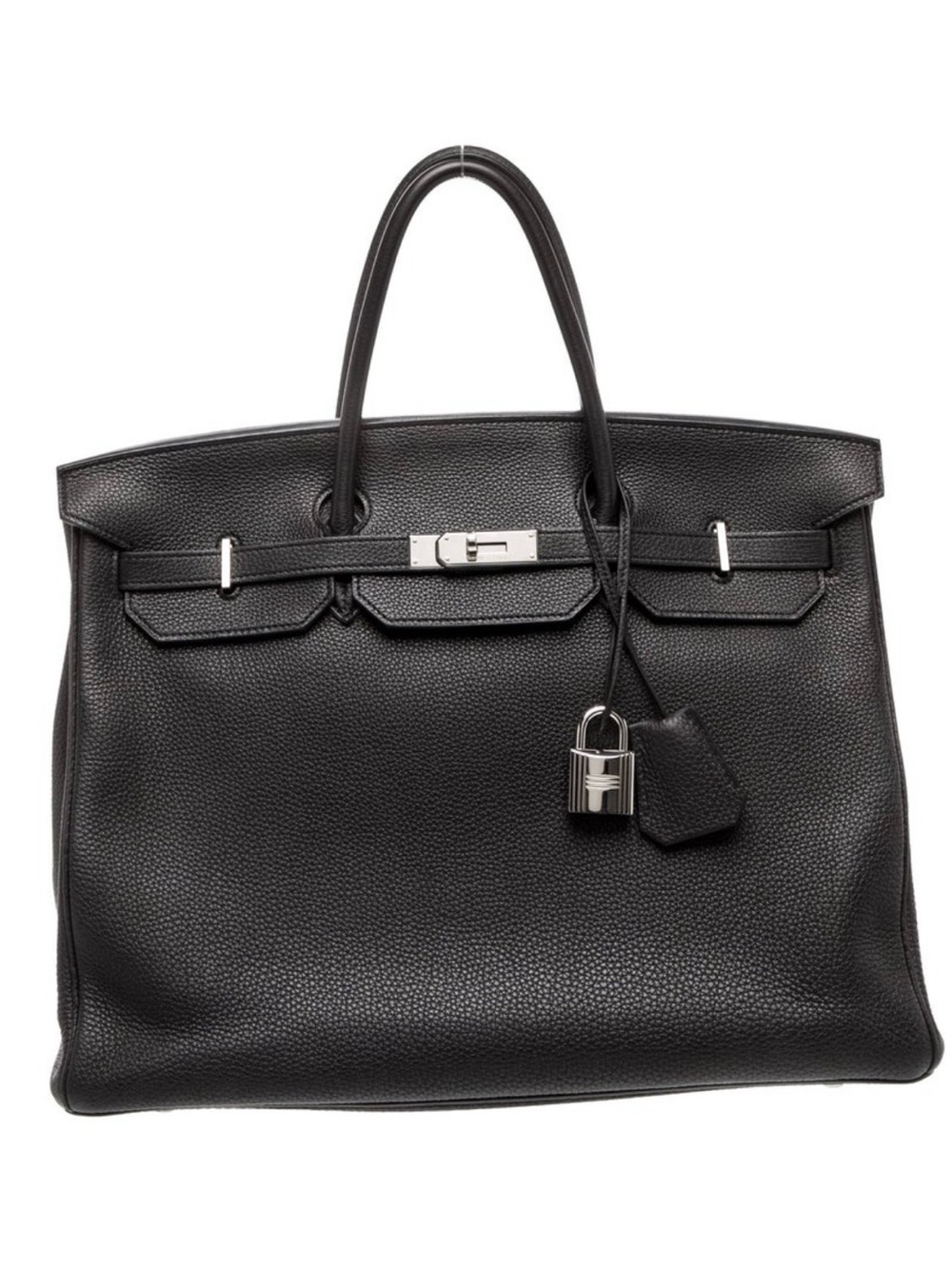 Hermes Black Togo Leather Birkin-Style Top Handle Briefcase with Silver Hardware